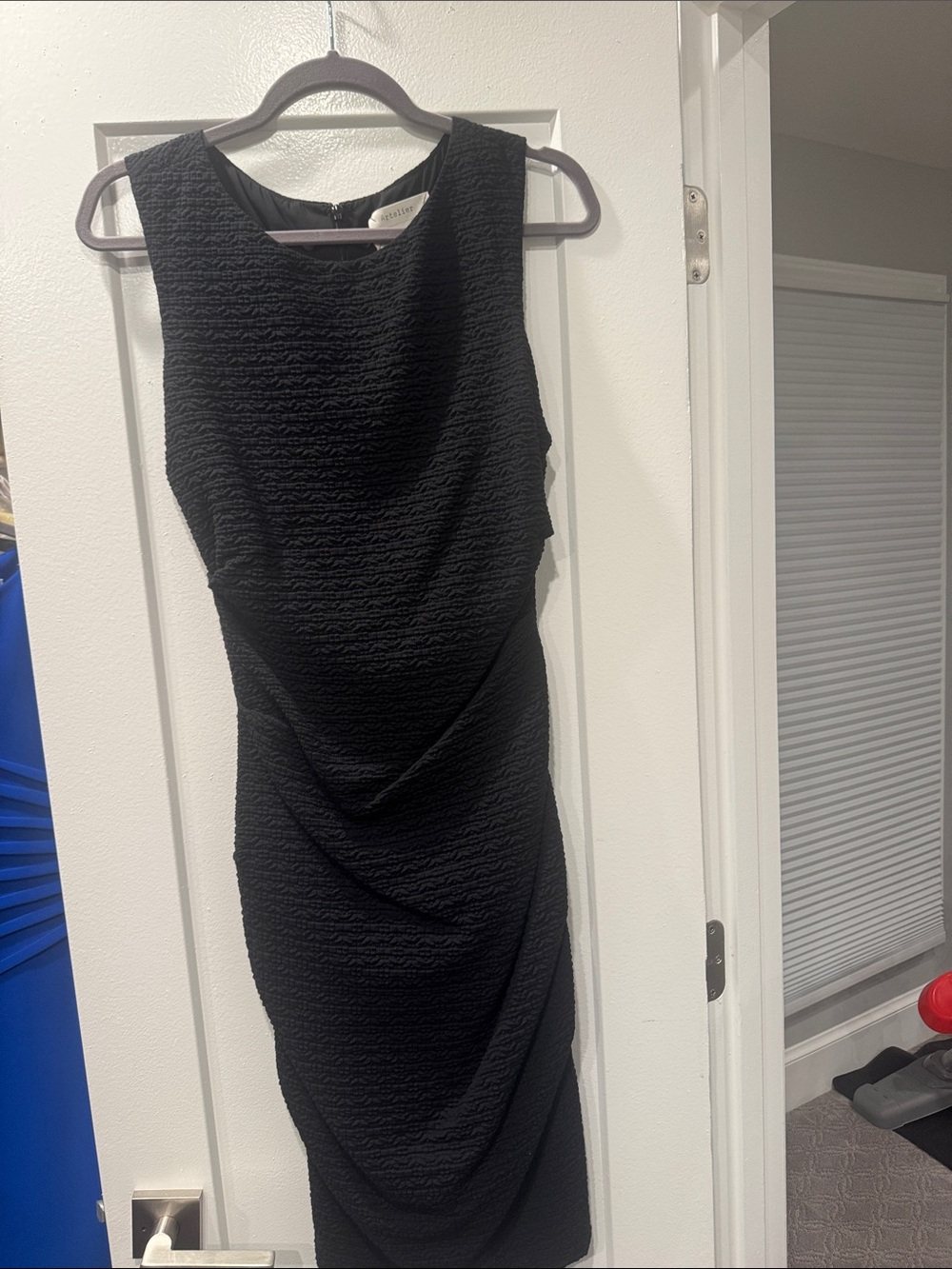 Artelier Nicole Miller  Black Sleeveless Textured Sheath Dress